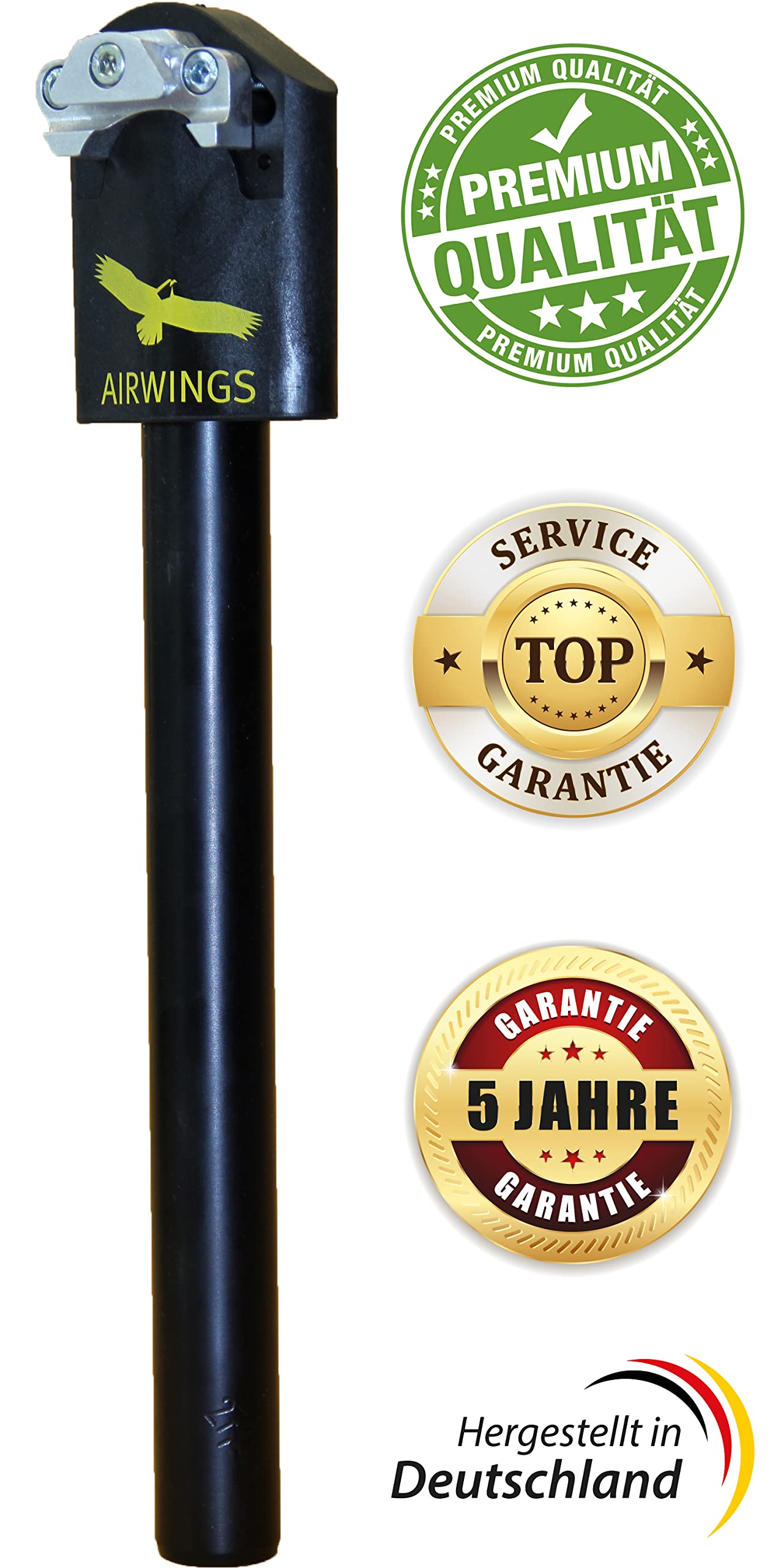 Airwings COMFORT1Plus gefederte Sattelstütze mit Gleitlager, 320mm Länge