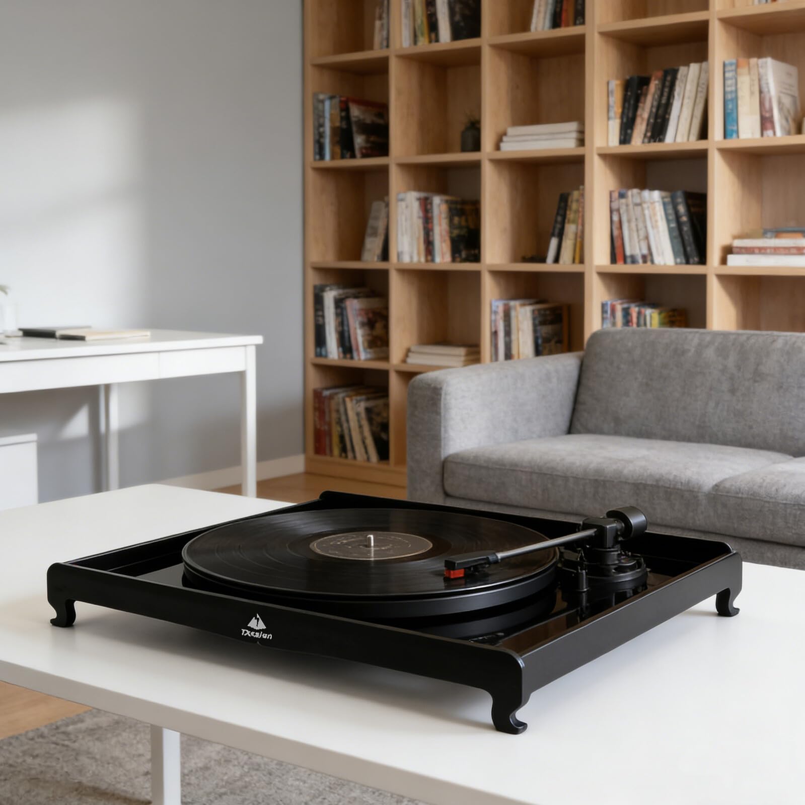Base Isolante in Acrilico per Giradischi Vinile, Supporto Antivibrazioni Compatto Piedini Metallici, Piattaforma per Isolamento Acustico e Miglioramento Suono Audio Dj