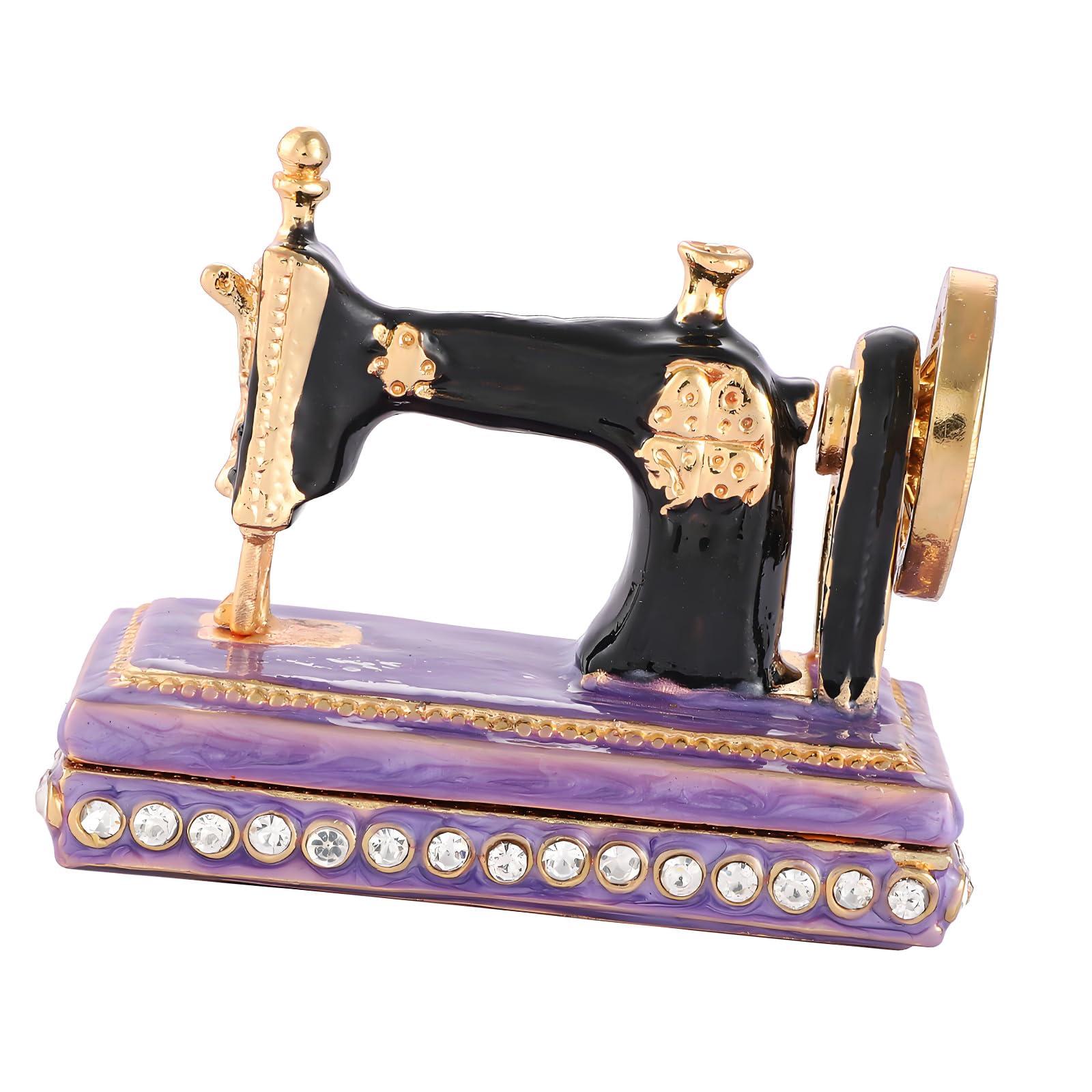 Collectible Desktop Trinket Box Painted Metal Sewing Machine Jewelry Holder for Display and Decor Piece Accent Sewing Machine Trinket Case Painted Metal Jewelry Holder Vanity Dresser Organizer Small