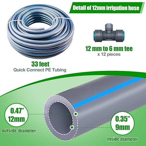 Miniatura 5 de Kit de sistema de riego por goteo de 27 piezas con accesorios de conexión rápida, boquillas ajustables y tubos de distribución en forma de Y para