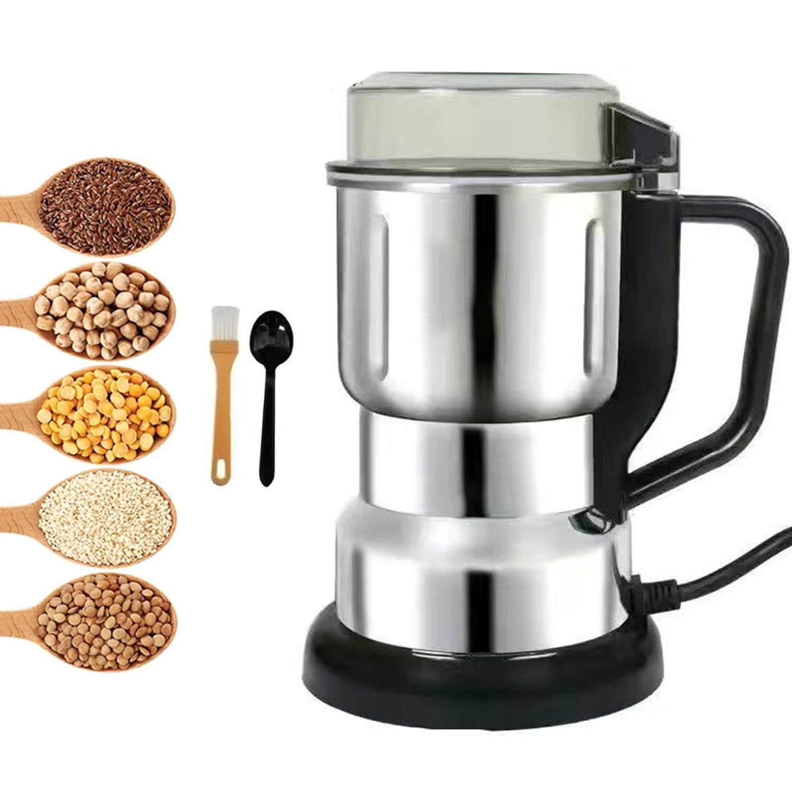 Moulin à café électrique, broyeur à Grains 600G, Petite Machine de broyage de Poudre Domestique à Grande Vitesse de 32 000 TR/Min avec Lame en Acier Inoxydable, pour Grains secs, épices