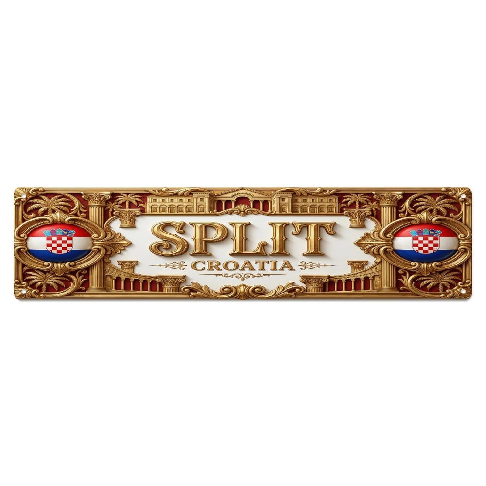 Vintage Split Croatia Flag Pattern Metal Tin Sign