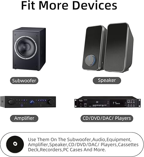 Miniatura 6 de Monosaudio Pies de aislamiento de altavoces, patas de altavoz de aluminio de 2.283 x 0.866 in de repuesto con adhesivos 3Manillo de goma