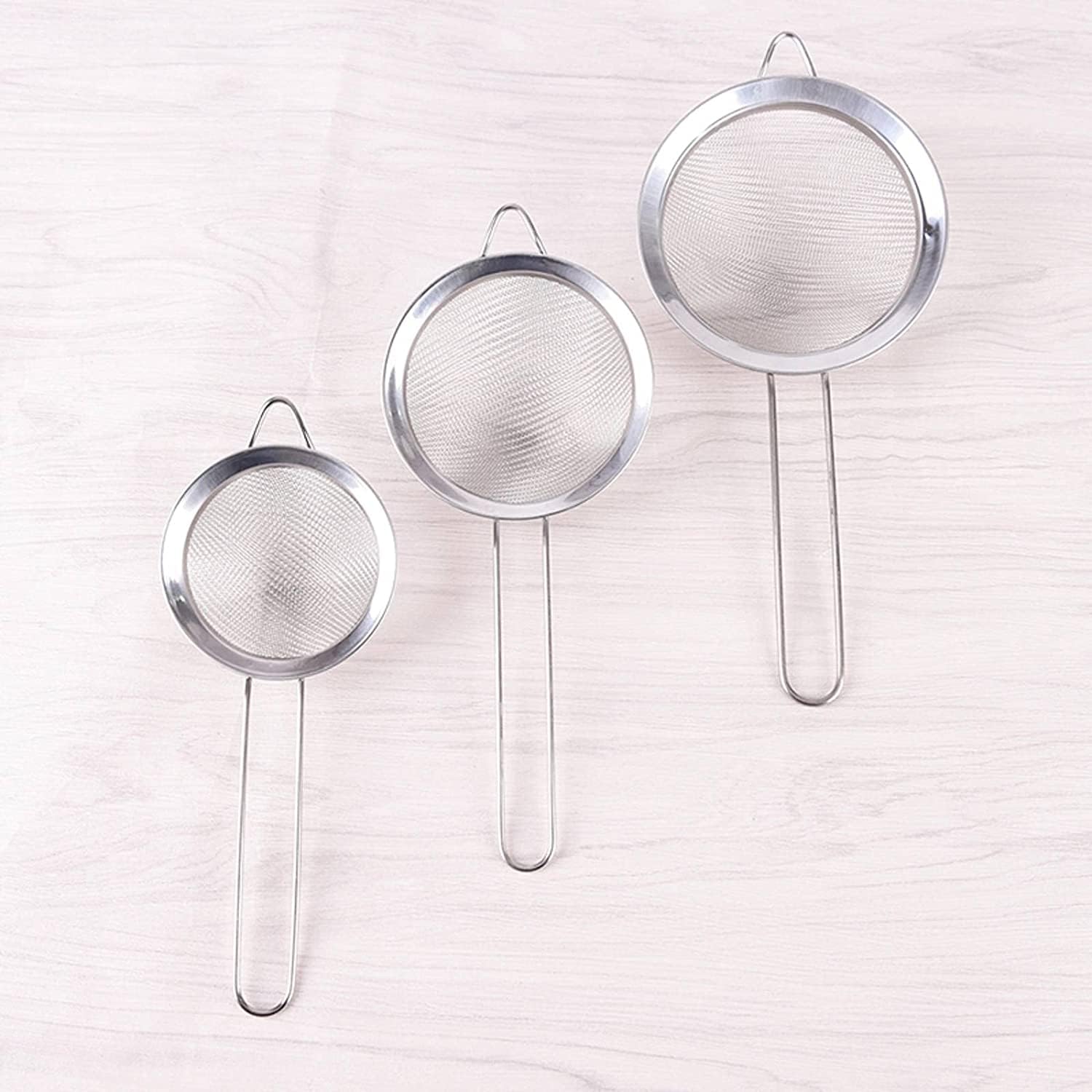 Passoire de Cuisine Collantes Créples D'aliments Farine De Farine Tamis-Tamis Colanders DIY Outils De Cuisine en Acier Inoxydable Fine Mesh Huile Essue 7 Size Pâtes(16cm)