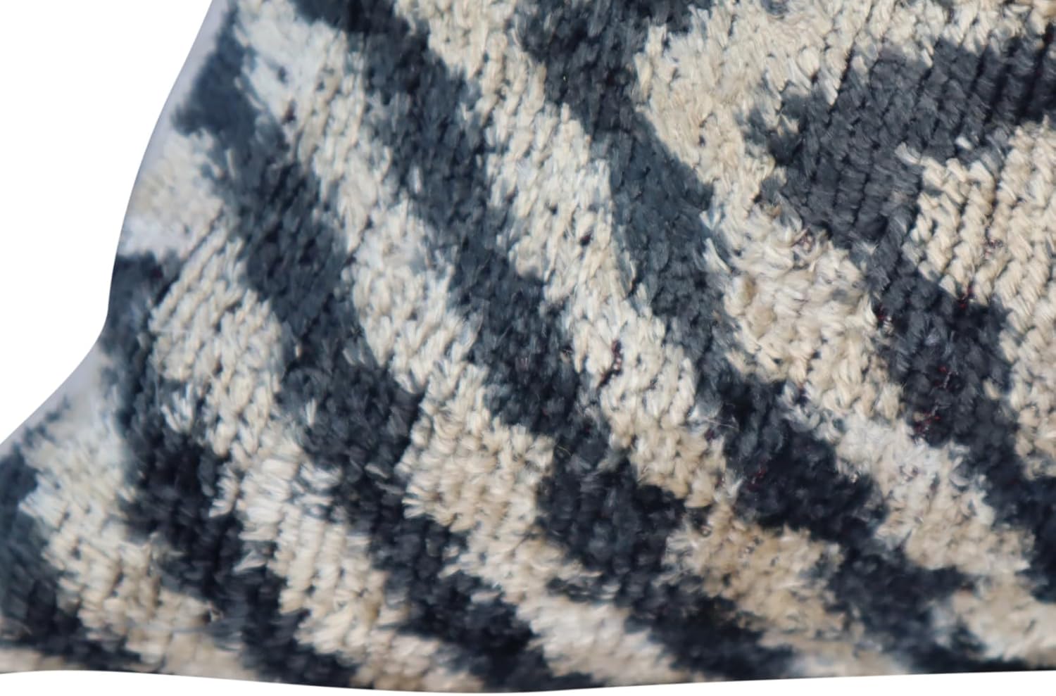 CANVELLO Handmade Velvet Throw Pillow, 16" x 24" with Down Feather Insert - Black & Ivory Geometric Chevron Pattern Cushion for Contemporary & Modern Decor