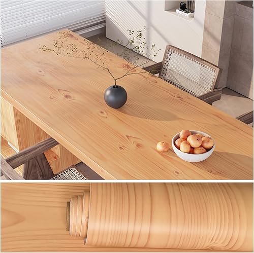 VEELIKE Papel de contacto de madera de pino marrón de 15.7 x 118 pulgadas, papel de contacto de grano de madera de grano de madera para encimeras,