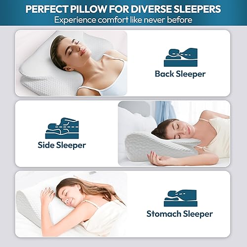 Miniatura 2 de Almohada cervical cervical para dormir  Almohada cervical de espuma viscoelástica para aliviar el dolor de cuello  Almohada ergonómica para dormir