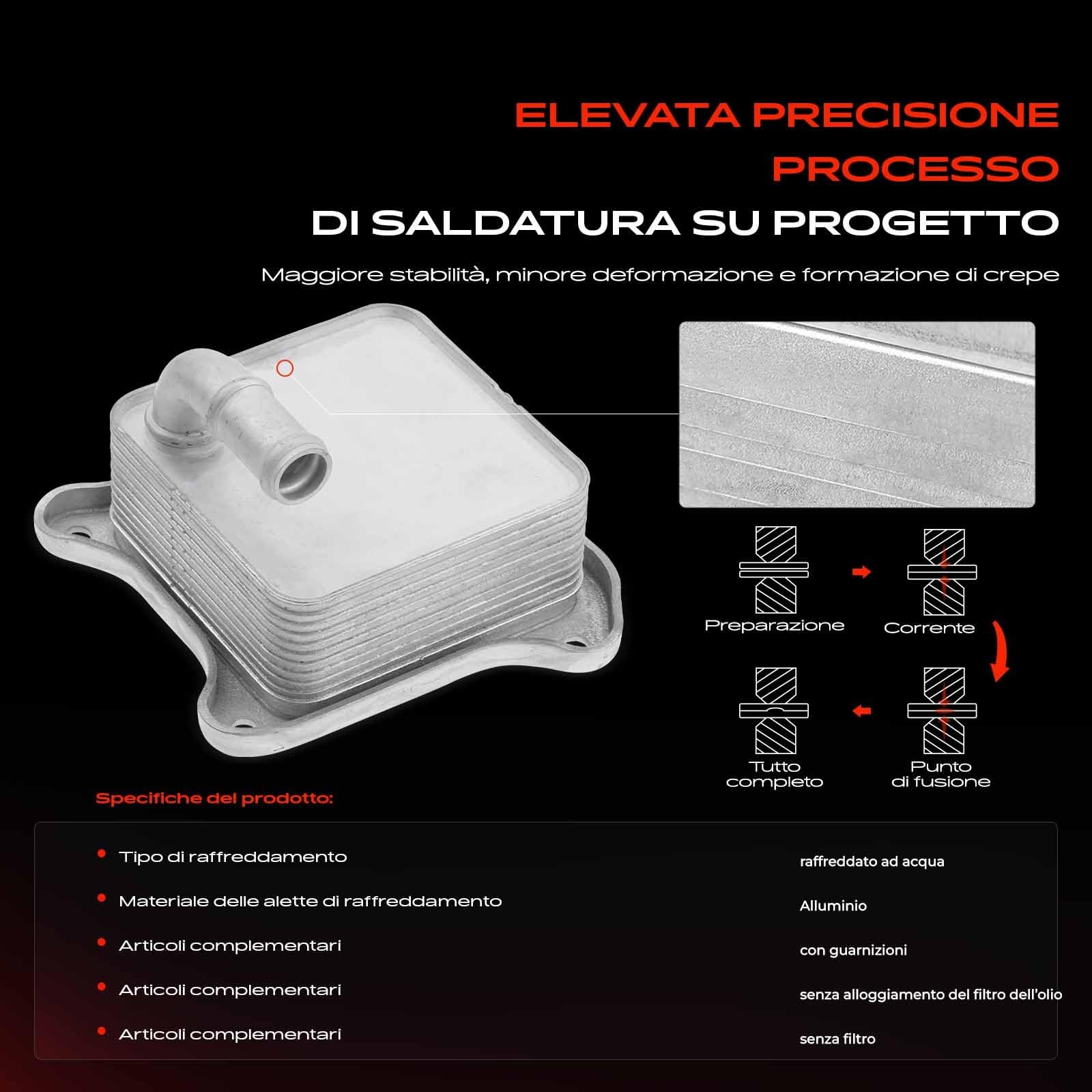 Frankberg Refriratore ad olio compatibile con A1 A3 Altea Ibiza IV Leon Toledo Yeti Beetle III Golf IV 1.2L benzina 2008-2021