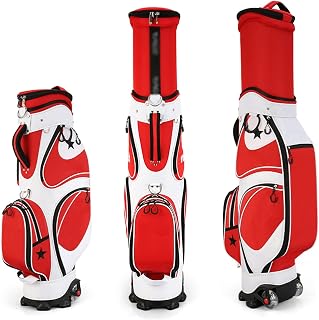 DSJ Outdoors Golf Bag Multi-Function Golf Stand Bag with 2 Wheels Lightweight Golf Clubs Organizer Travel Golf Bags