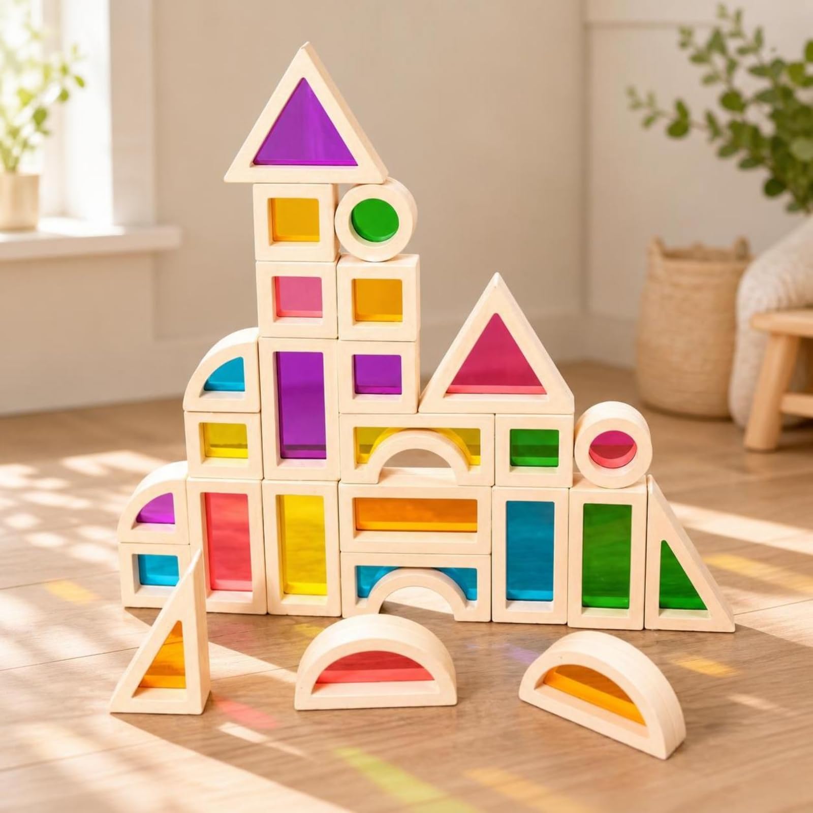 25 Piè Blocs Crbe-en-Ciel Éducatif | Acryliques, Jeu Construction crbe-en-Ciel, Transparents, J, pr École Maternelle