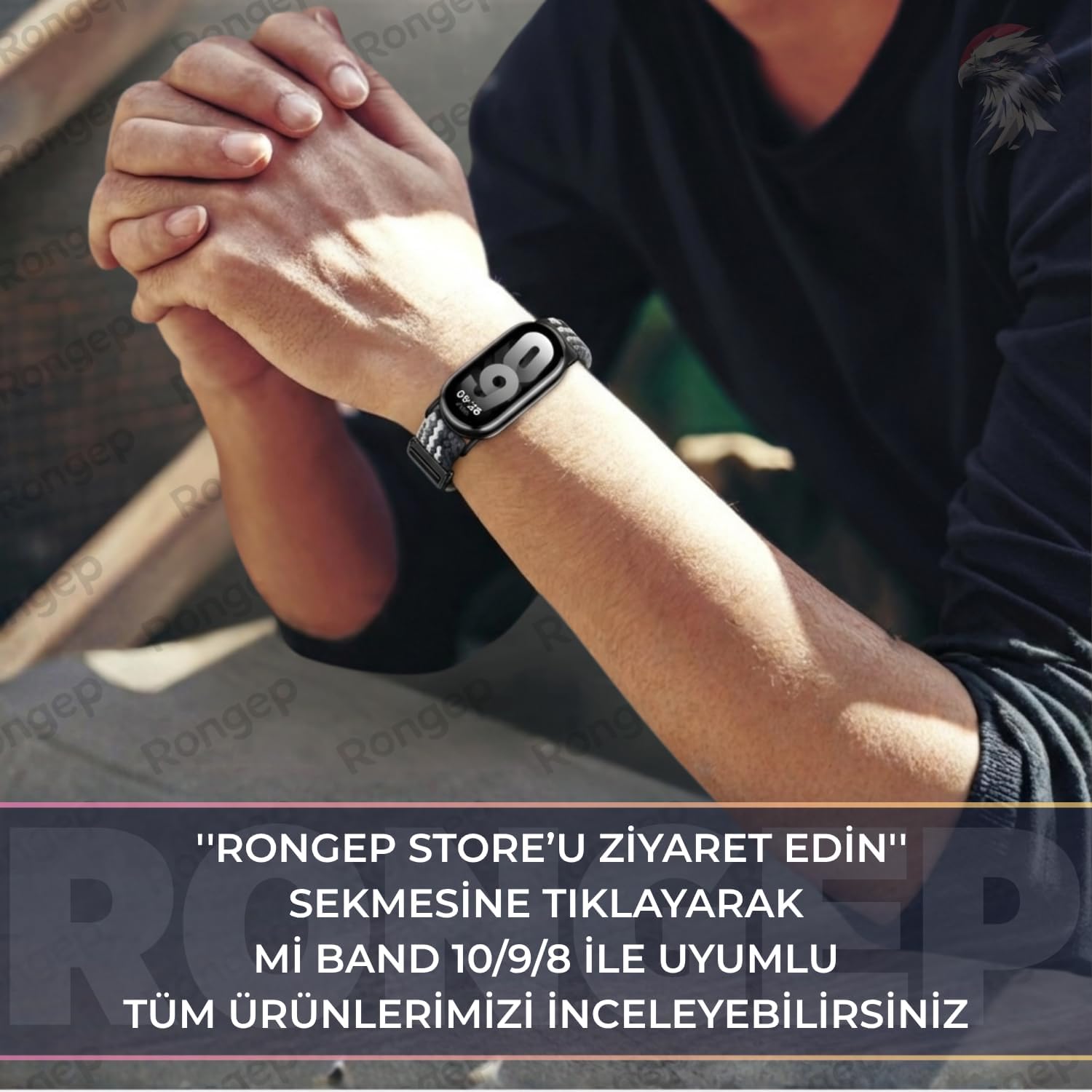 Rongep [Örgü Loop] Xiaomi Mi Band 10/9/8 ile Uyumlu Kordon Manyetik Toka Mekanizmalı Yumuşak ve Konforlu Smart Band10 Kordon Terletmeyen Hafif ve Elastik Kumaşlı Mi Band 10 Kordonu