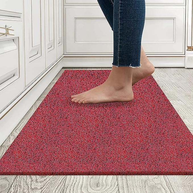 MEHAR KART Cushion Noodle Mat for Home Entrance, Heavy Indoor Outdoor Anti Slip PVC Floor Mat for Bedroom, Kitchen, Absorbent Solid Mats for Bathroom, Doors, Office, Door Mat, Bath Mat (RED 2X2)-picture-11