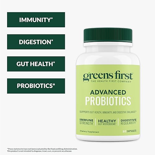 Miniatura 2 de Greens First Probióticos - 20 mil millones de UFC de bacterias beneficiosas - Fibra soluble en FOS - Apoya la salud intestinal, digestiva y