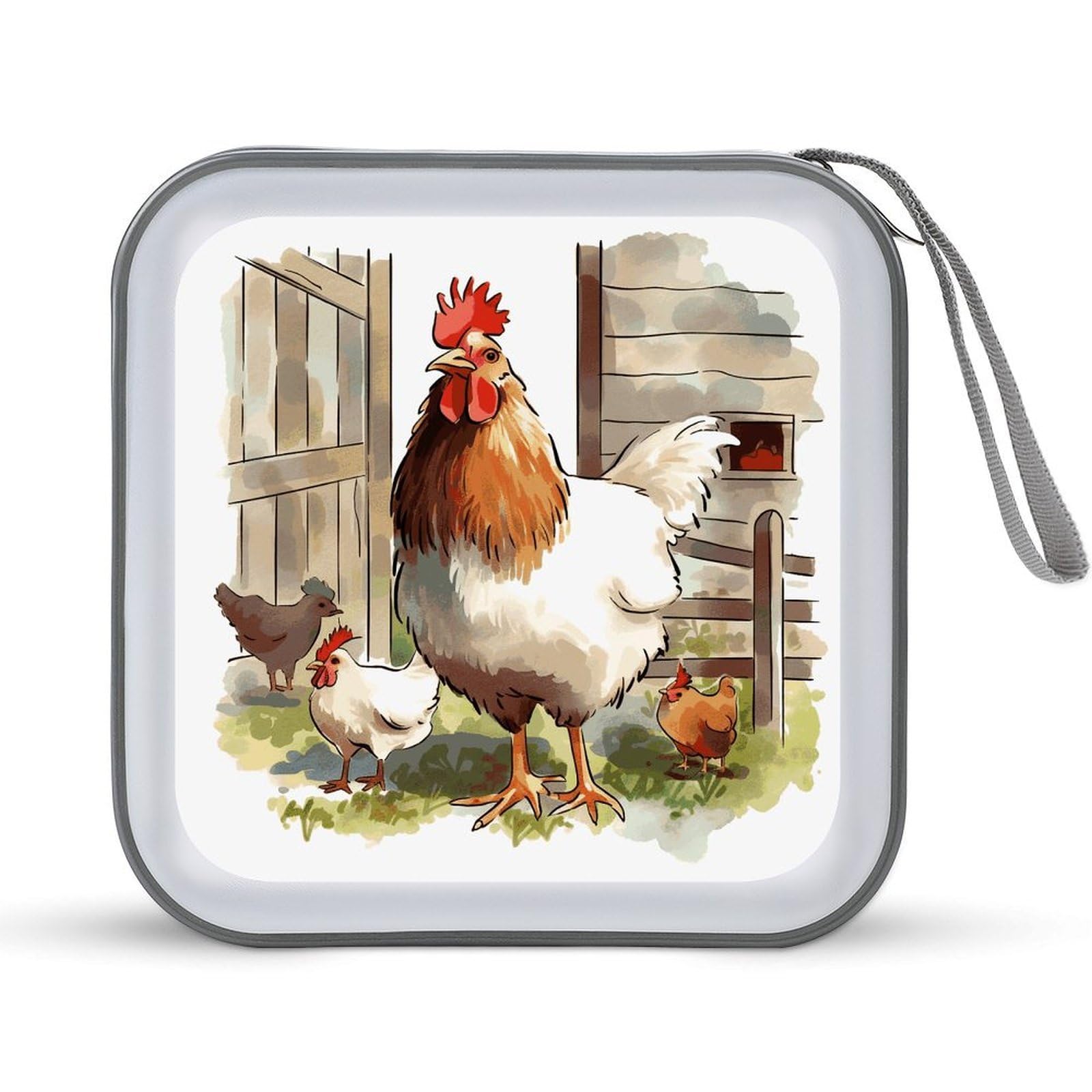 VstaDank Farm Animals CD Case 40 Capacity Protective DVD Cases with Zipper Portable CD Collection Bag DVD Boxes Holder with Handle for Movie Blu Ray Audio Disk Music