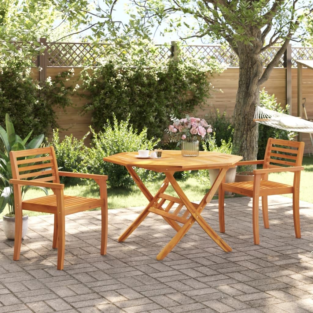 Tavolo da giardino pieghevole, diametro 110 x 75 cm, in legno massiccio di acacia | Superficie trattata a olio, design a doghe per il drenaggio dell'acqua, pieghevole salvaspazio, stabile per bevande