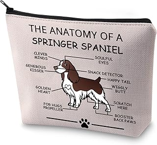 LEVLO Funny Springer Spaniel Lovers Gifts The Anatomy of A Springer Spaniel Cosmetic Bags Springer Spaniel Veterinary Mom Travel Toiletry Bags, Springer Spaniel