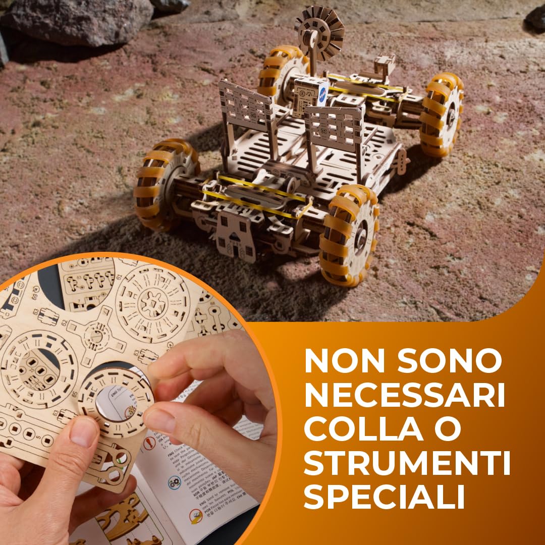 Kit modello Ugears NASA Lunar Rover - Puzzle meccanici in legno 3D per adulti da costruire - Regali spaziali per adulto - Kit modelli spaziali ufficiali della NASA