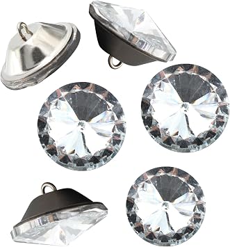 PSON 50PCS 20mm Rhinestone Crystal Buttons, Clear Tufting Buttons with Metal Loop for Sewing, Sofa Bed Headboard DIY Crafts Decoration