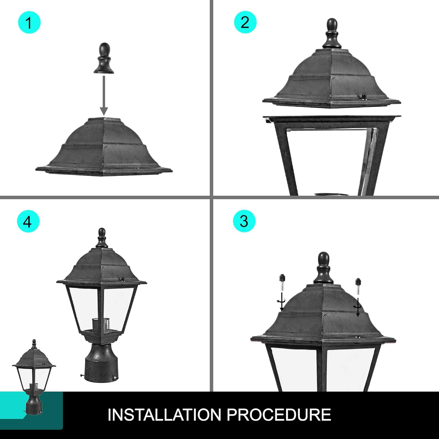 Amazing 🔥 Dysmio Lighting Outdoor Post Lantern in Textured Black Finish with Clear Glass - Pack of 2 Super Deal Product Dysmio Lighting Outdoor Post Lantern in Textured Black Finish with Clear Glass - Pack of 2