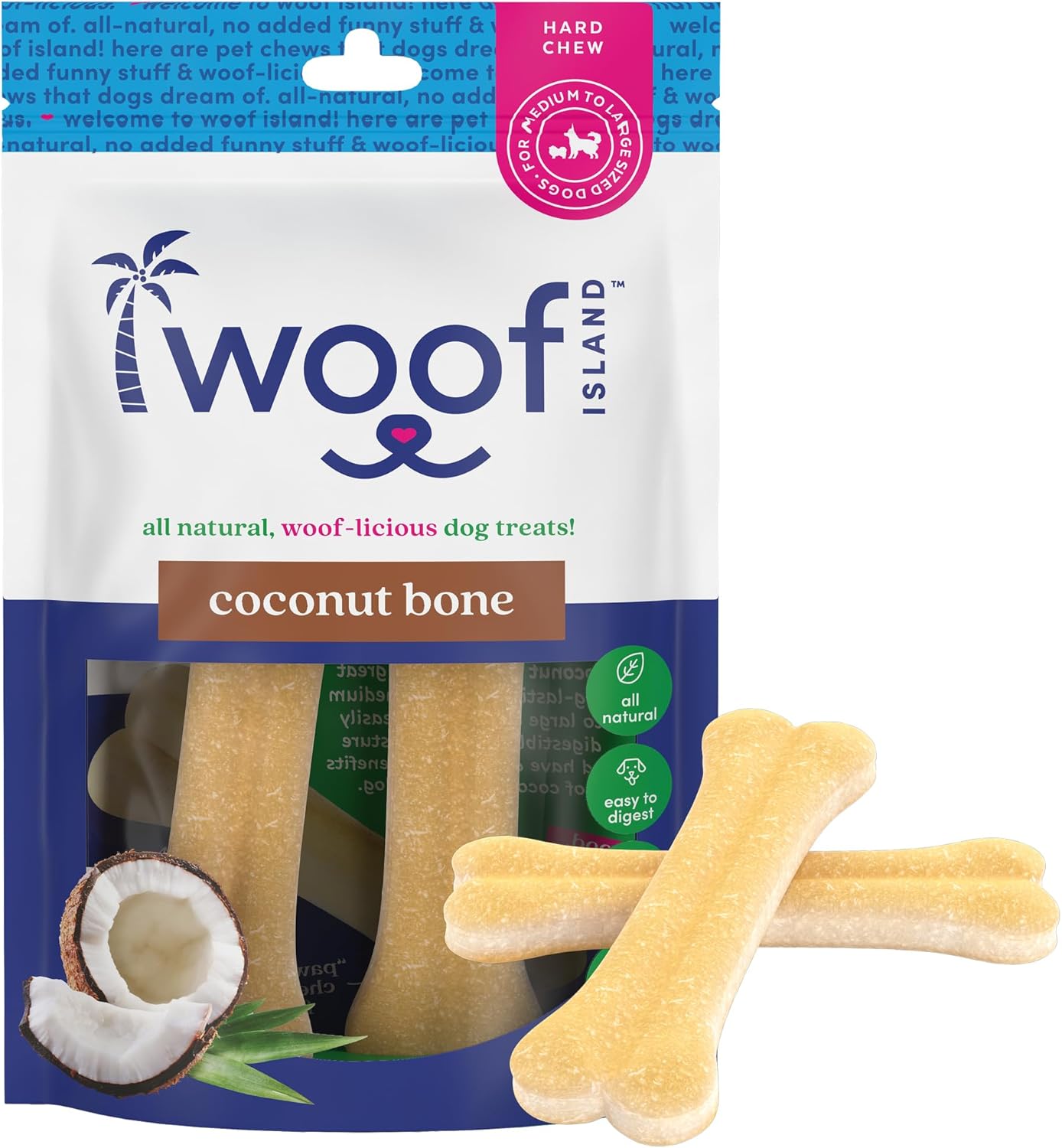 Woof Island Coconut Dog Bones Premium, All Natural