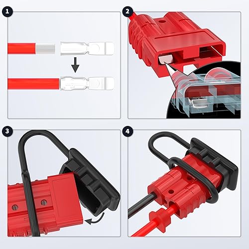 Miniatura 5 de RVBOATPAT 4 conectores de conexión y desconexión rápida de batería de 50 amperios, conector de cable de batería de calibre 6 a 12, kit de enchufe de