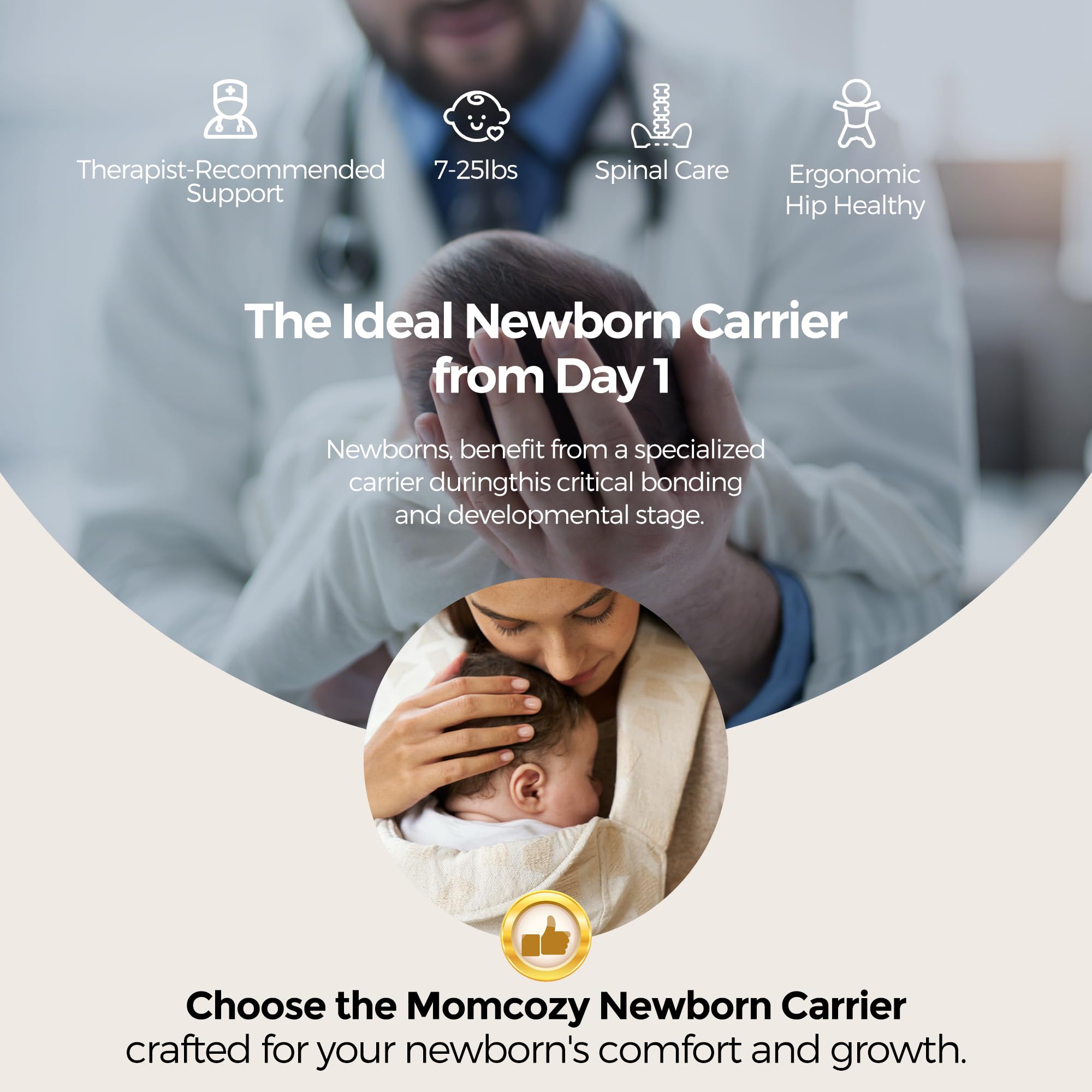 Momcozy Newborn Carrier WeeSnug, Lightweight and Cozy Comfort for 3.2-11.3kg, Ergonomic Cross-Back Support, Jacquard Weave - Image 2
