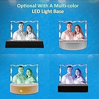 Vista 4 de HAN'S LASER Foto de cristal 3D personalizada, rectangular dentada, para el día de San Valentín, aniversario, cumpleaños, regalos para parejas