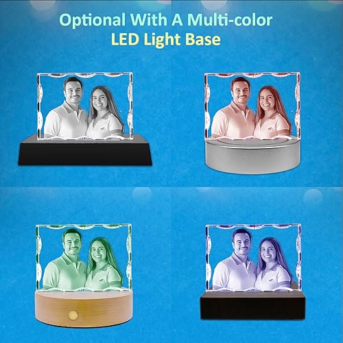 Miniatura 4 de HAN'S LASER Foto de cristal 3D personalizada, rectangular dentada, para el día de San Valentín, aniversario, cumpleaños, regalos para parejas para