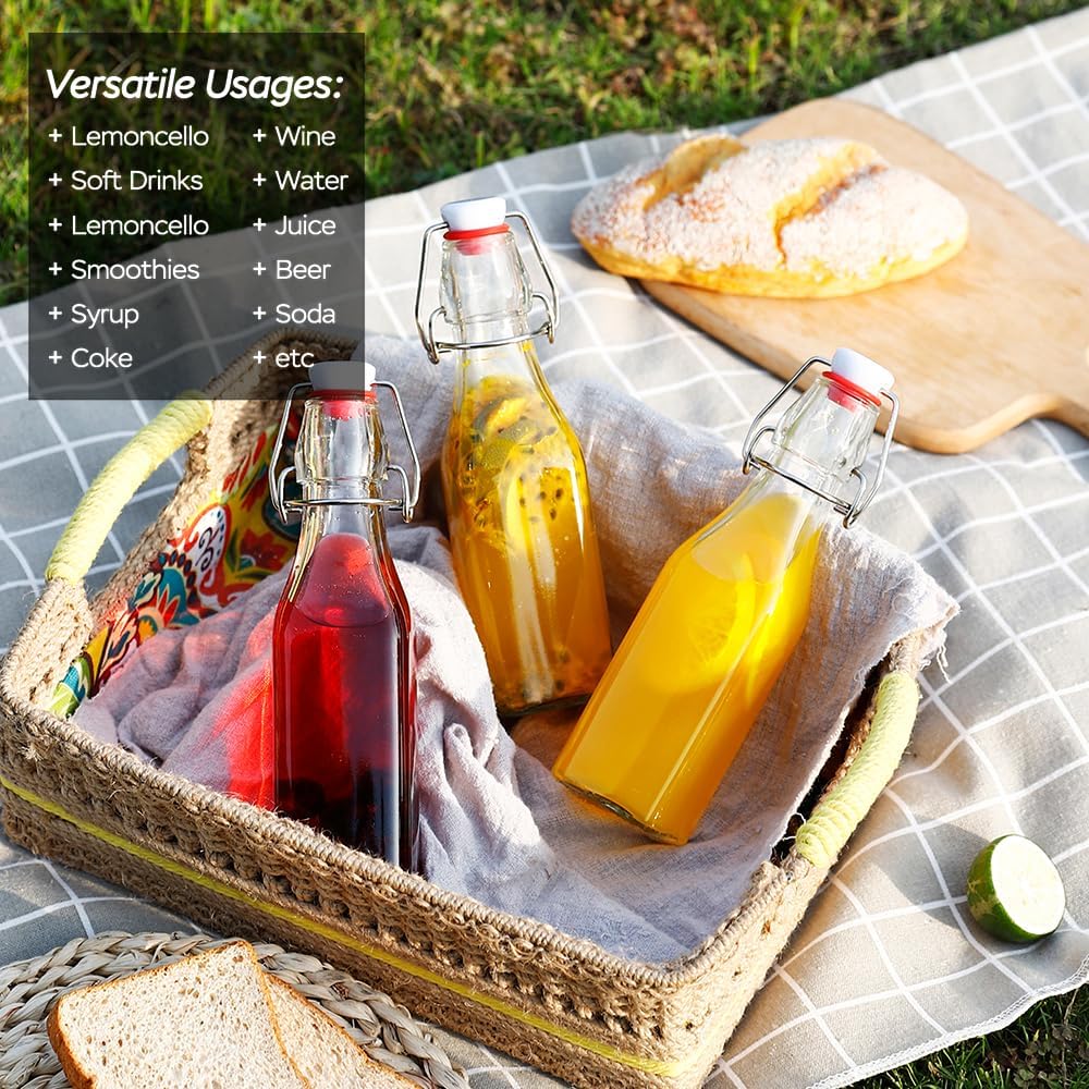 Swing Top Glass Bottles 8 oz with Airtight Lids for Home Brewing, Kombucha, Kefir, Vanilla Extract, Beer, Oil, Vinegar, Homemade Juices, Water,Soda Set of 9 - Image 7