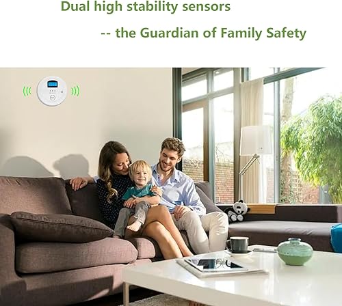 Miniatura 6 de Detector de humo y monóxido de carbono, detectores de humo y detector de humo inteligente con batería para el hogar, viajes o RV, portátil, pantalla