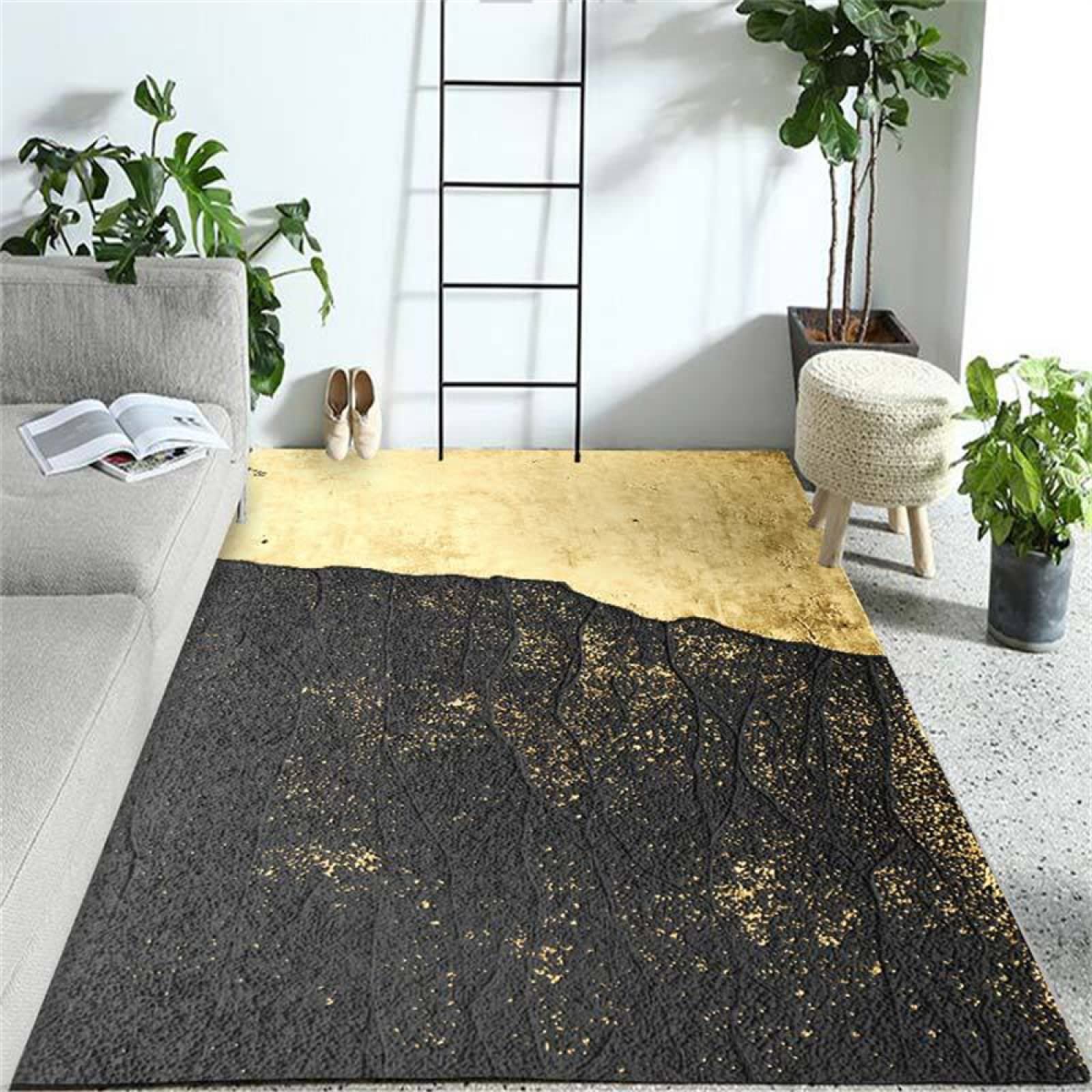Tapis de salon moderne 140x200cm multicolore abstrait et lavable