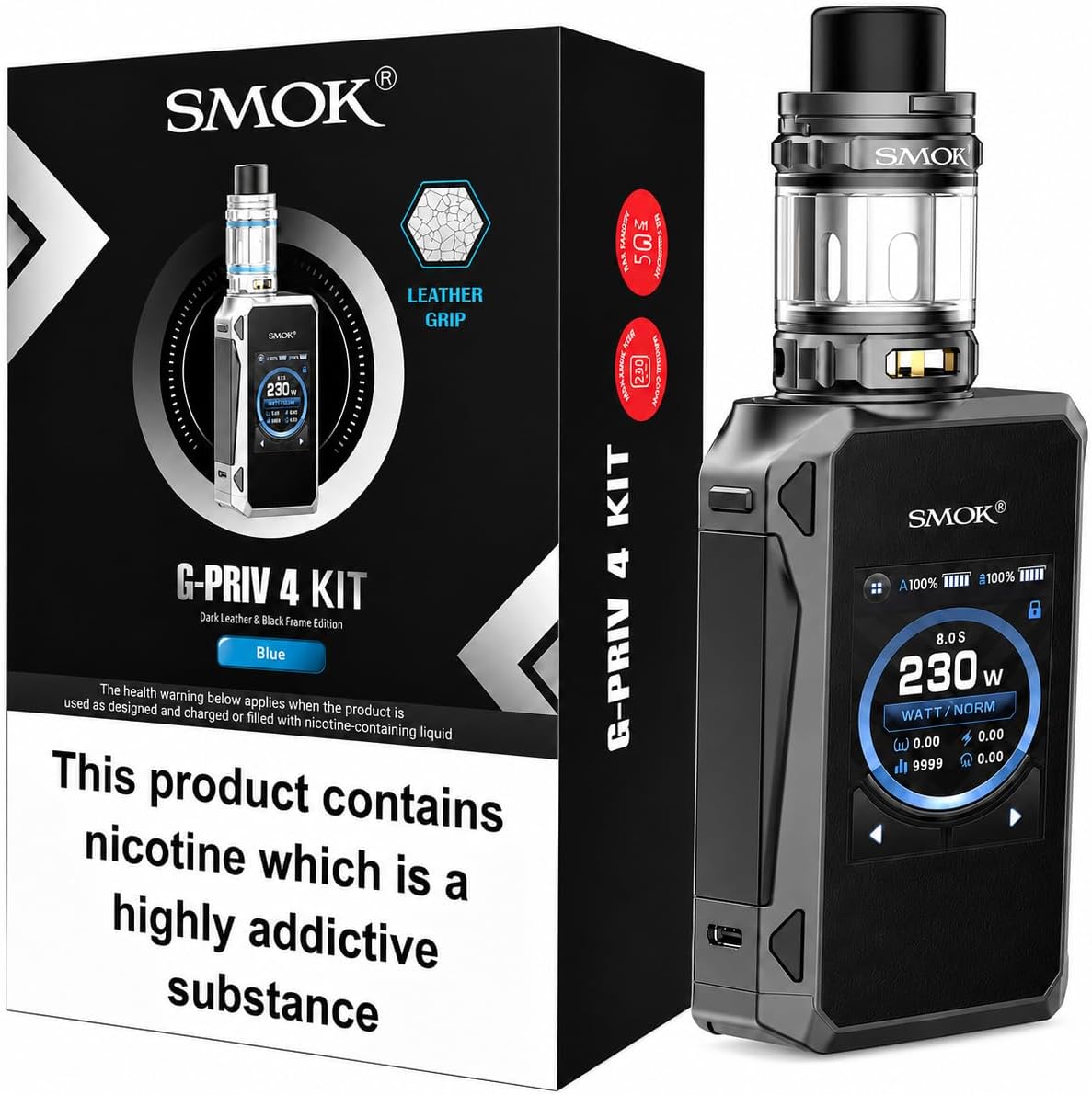G PRIV 4 Vape Kit [Blue Leather] - 230W Touch Screen Sub Ohm MOD
