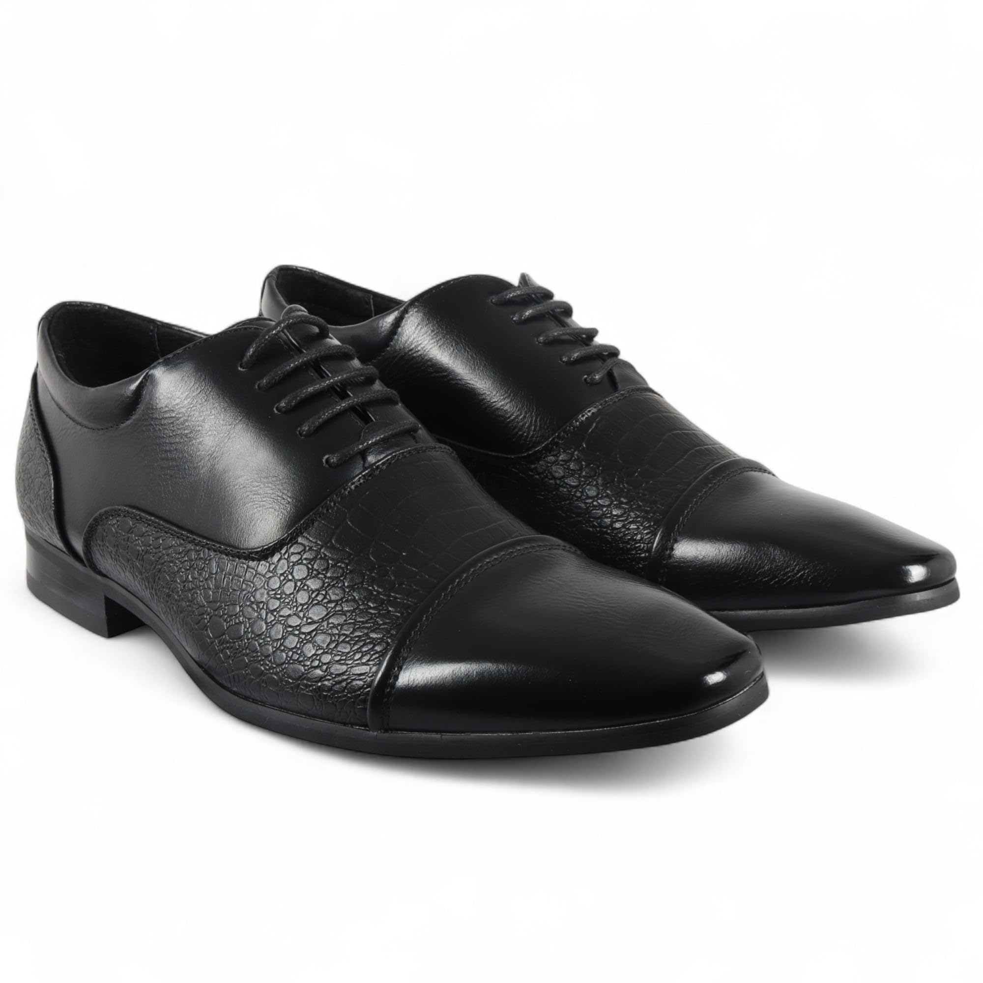 Scarpe Eleganti Stringate Classiche Brogue da Uomo Dolcetto, Colore Nero.