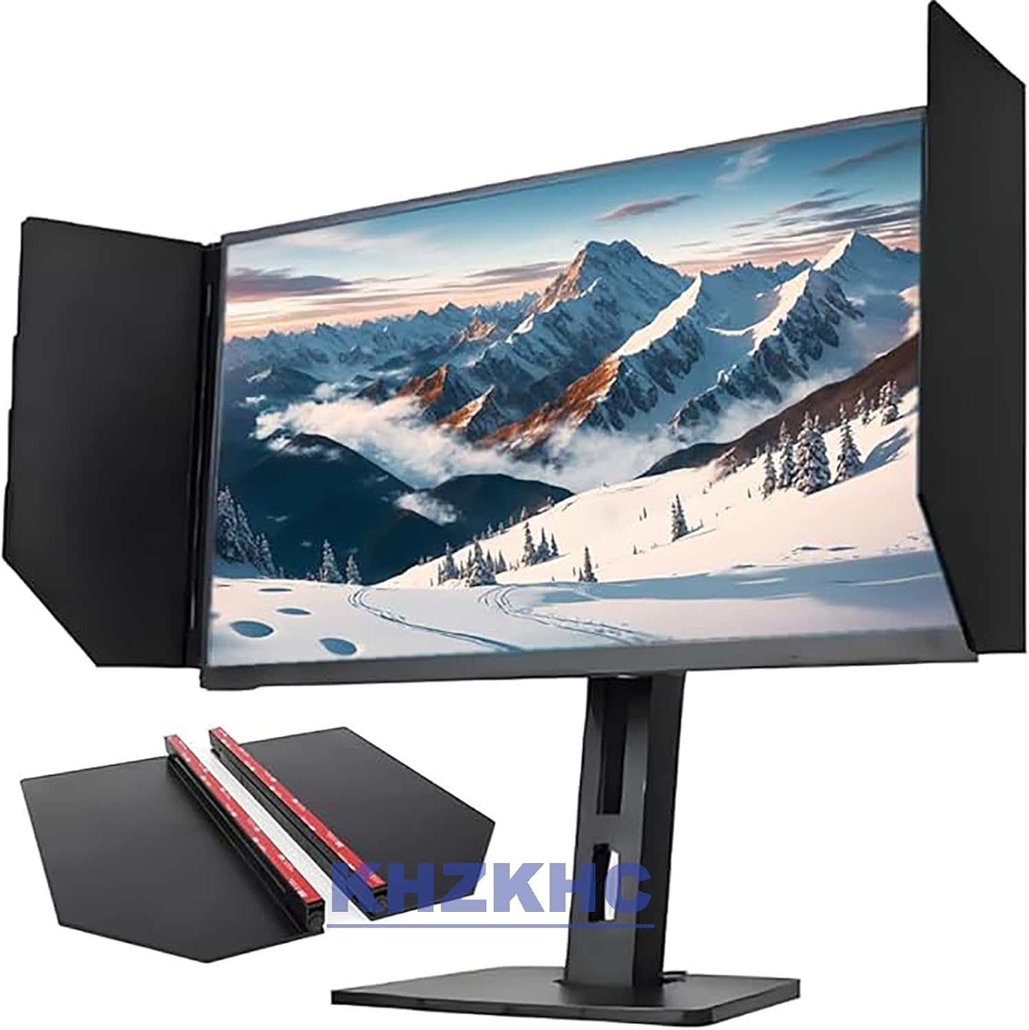 Anti-Glare Computer Monitor Sunshade, Desktop Computer Screen Hood, Privacy Protection Side Panel, 24-27inch Adjustable, 180° Adjustment Angle, for Office, Playing Games