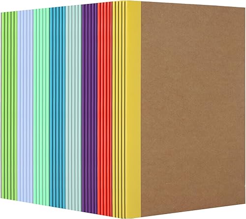 Cuadernos de composición de papel kraft A5, diario a granel con rayas universitarias, 8.3 x 5.5 pulgadas, 30 hojas de 60 páginas, 40 paquetes