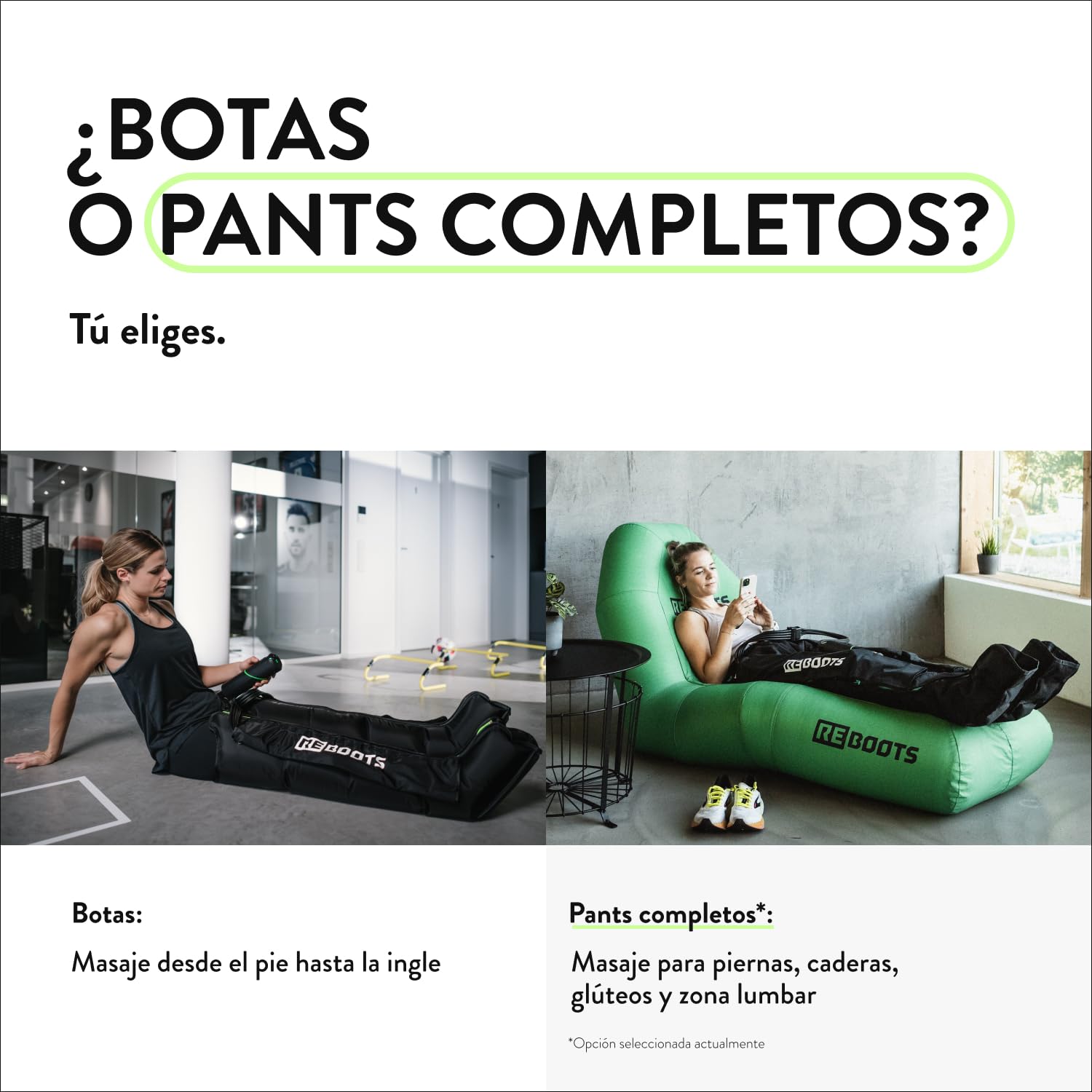 Go Lite Pants – Masajeador de piernas | 180 mmHg | 4 cámaras superpuestas | para casa y viajes | S/M