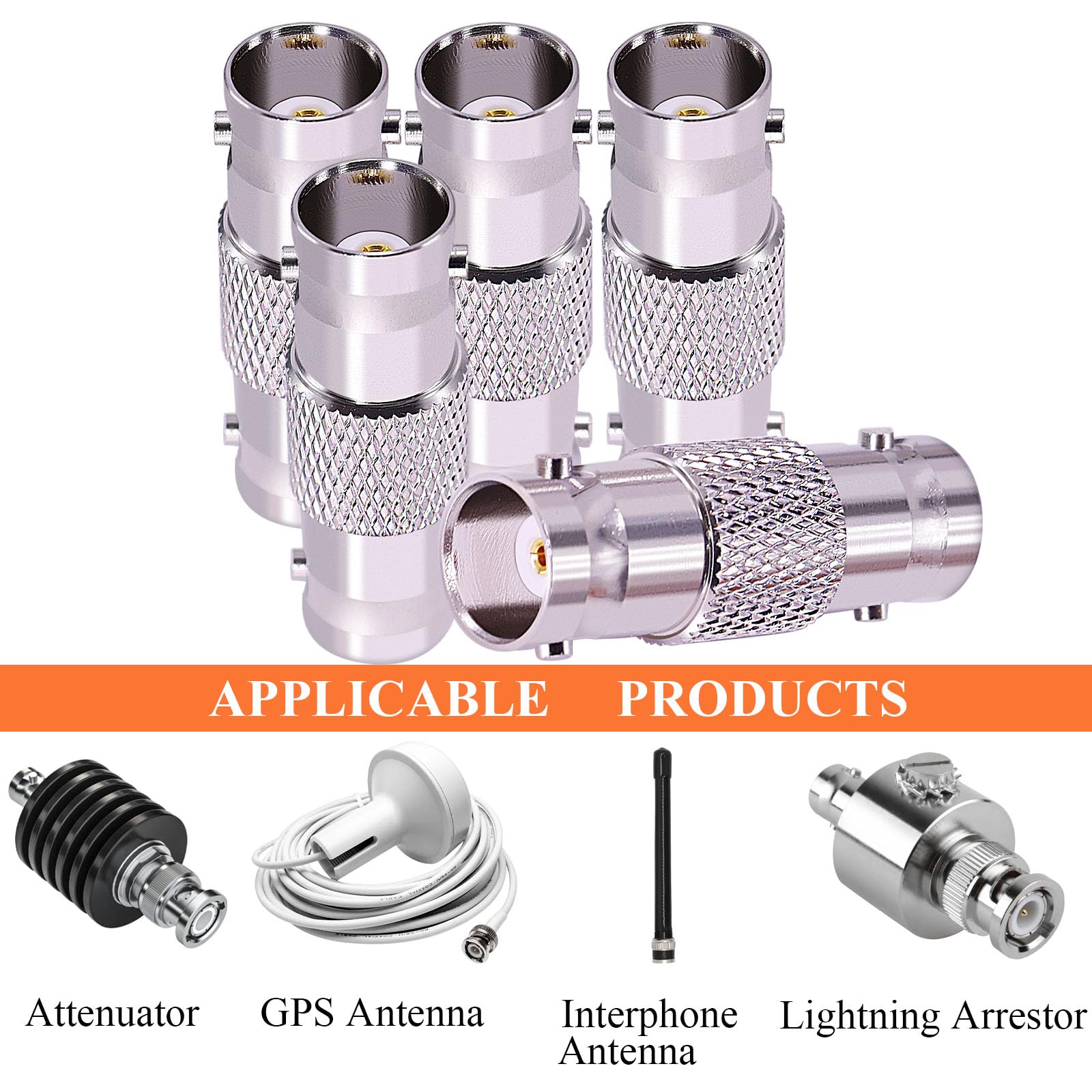 CNARIO 5pcs BNC Adapters Female to Femal Coax Coaxial Connector for 3G/6G HD SDI Cable Switcher CCTV Video Transmitter Camera System