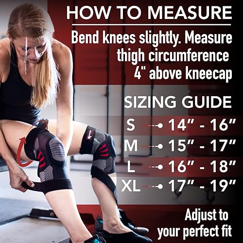 Miniatura 4 de Dark Iron Fitness Rodillera para levantamiento de pesas, extra grande, acolchadas, mangas de compresión estabilizadoras para levantamiento de pesas