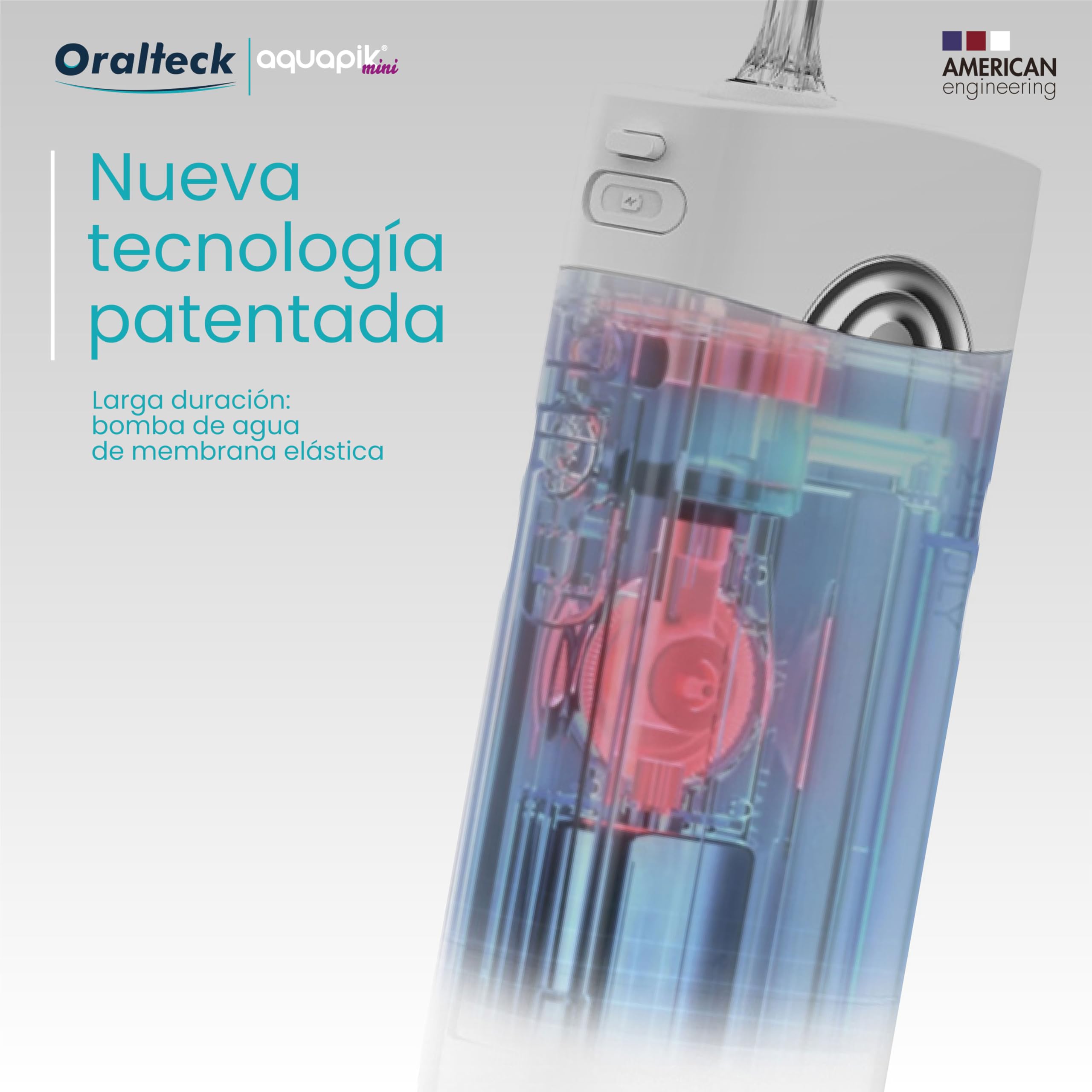 Aquapik® Mini Irrigador dental portátil 200 ml con tanque telescópico recargable USB tipo C, 3 modos de presión impermeable IPX8, fácil de llevar ideal para viajes y oficina, limpieza dental profunda.