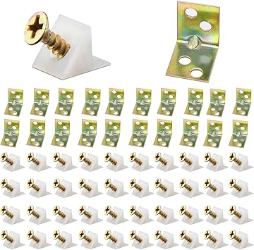 60 Packs Mending Wedges and Brackets Corner Brace,Right Angle Brackets Fixing Sagging Drawer Bottoms Furniture Chest,90Degree Drawer Plastic Angle Code Bracket Fastener with 80Screws