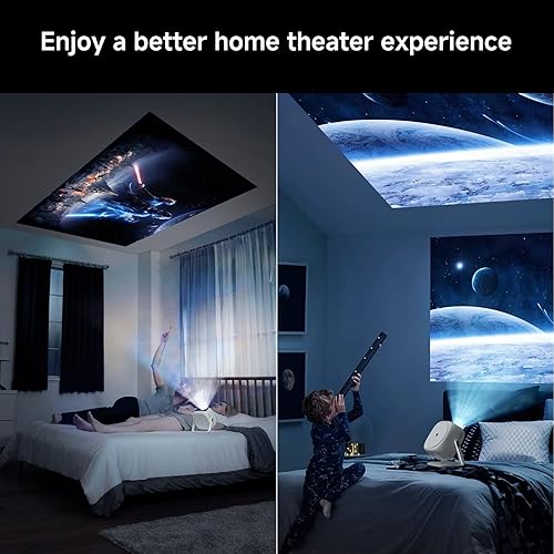 Miniatura 7 de [Soporte ajustable de 360°] Mini proyector con WiFi y Bluetooth: enfoque eléctrico y Keystone automático compatible con 1080p, 15000L, proyector de