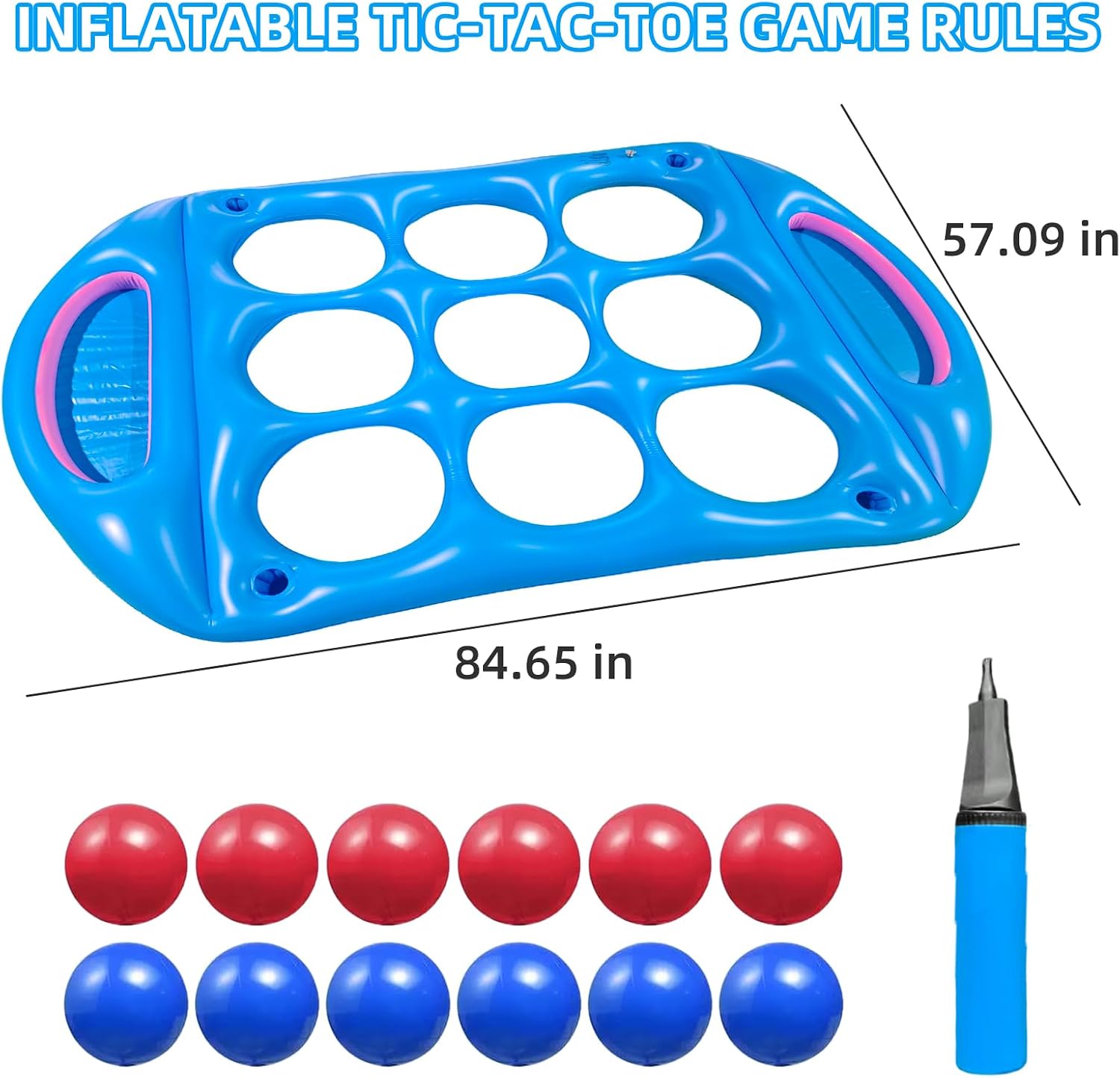 Mostop Pool Toys Games Set - Inflatable Tic-Tac-Toe Pool Toys with 12 Balls & Drink Holders, Summer Beach Pool Party Games for Adults Teens Kids, Outdoor Swimming Game Toy for Family