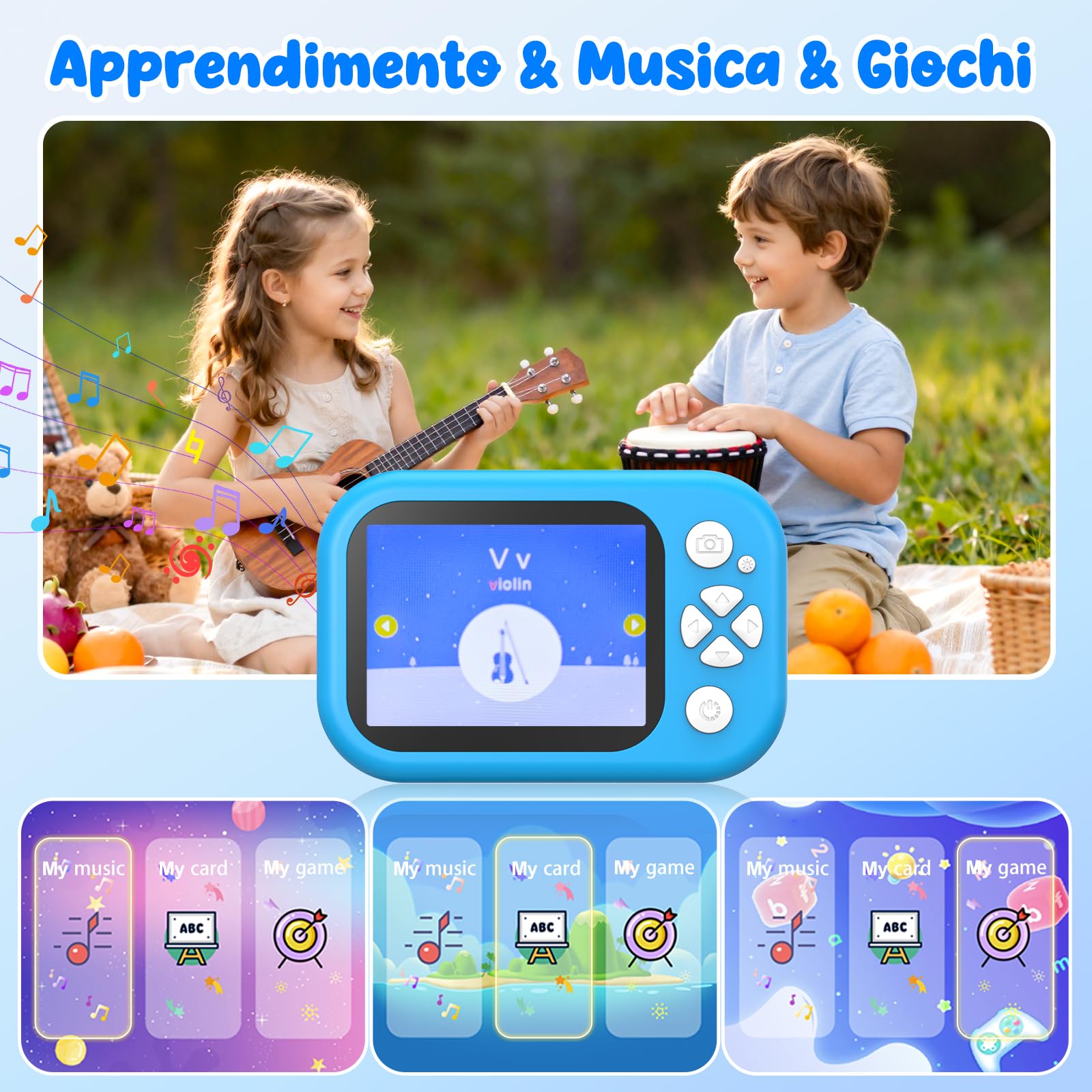 Macchina Fotografica Bambini, 1080P Macchina Fotografica Subacquea Professionale Bambini con 2,4" Schermo, 32GB Scheda, 10M Fotocamera Impermeabile Digitale Regalo per Bambini da 3-12 Anni