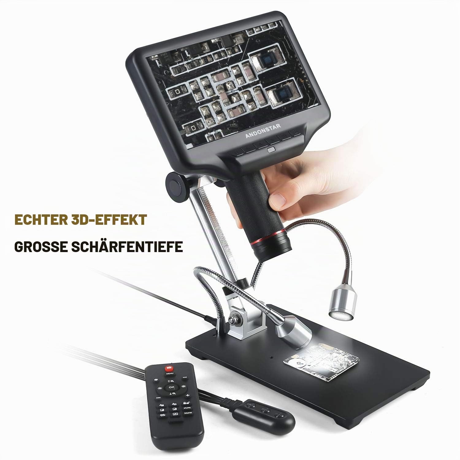 Andonstar AD407 3D HDMI Löten Digital Mikroskop mit 4MP UHD und 7 Zoll Einstellbarer LCD Bildschirm USB Video Mikroskope für Telefon Reparatur SMT SMD DIY