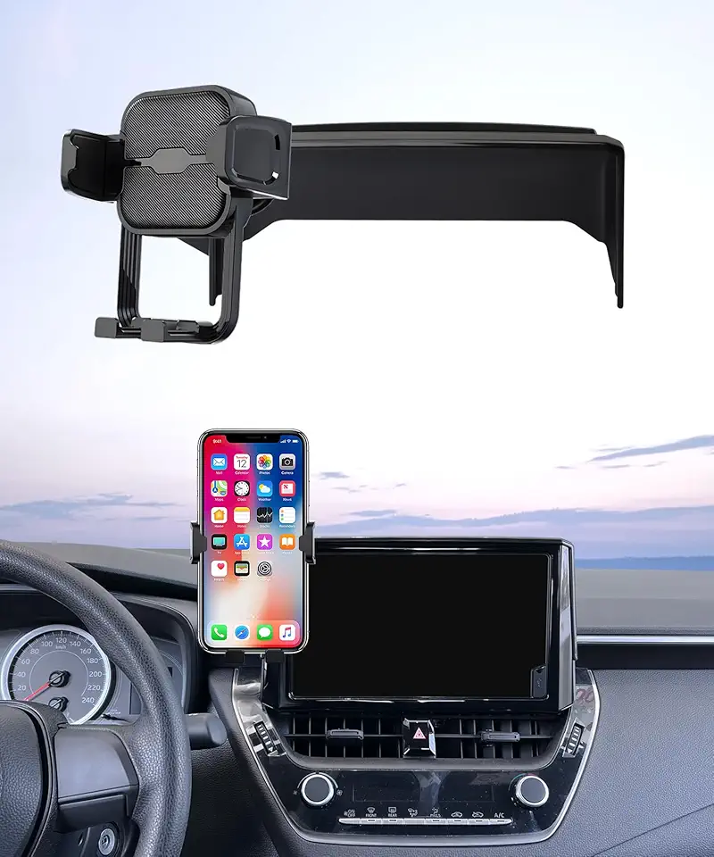 Suporte de telefone de carro para Toyota Corolla 2020-2026 / Hybrid / 2022-2026 Corolla Cross, rotação de 360°, clipe fixo de tela de 8 polegadas, suporte de navegação de acessórios