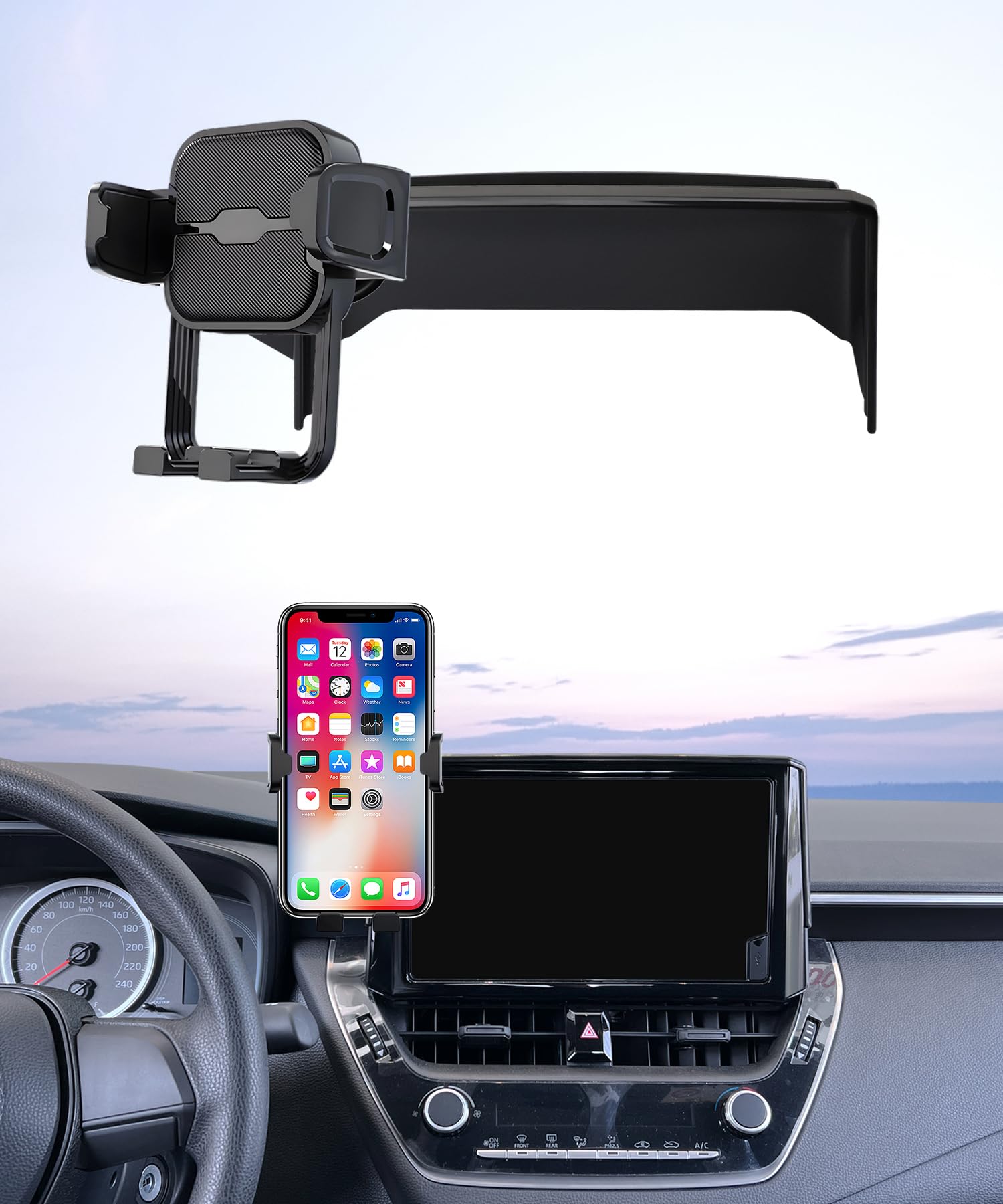 Masergogo Car Phone Holder for 2020-2026 Toyota Corolla/Hybrid / 2022-2026 Corolla Cross, 360° Rotation, 8 inch Screen Fixed Clip, Auto Accessories