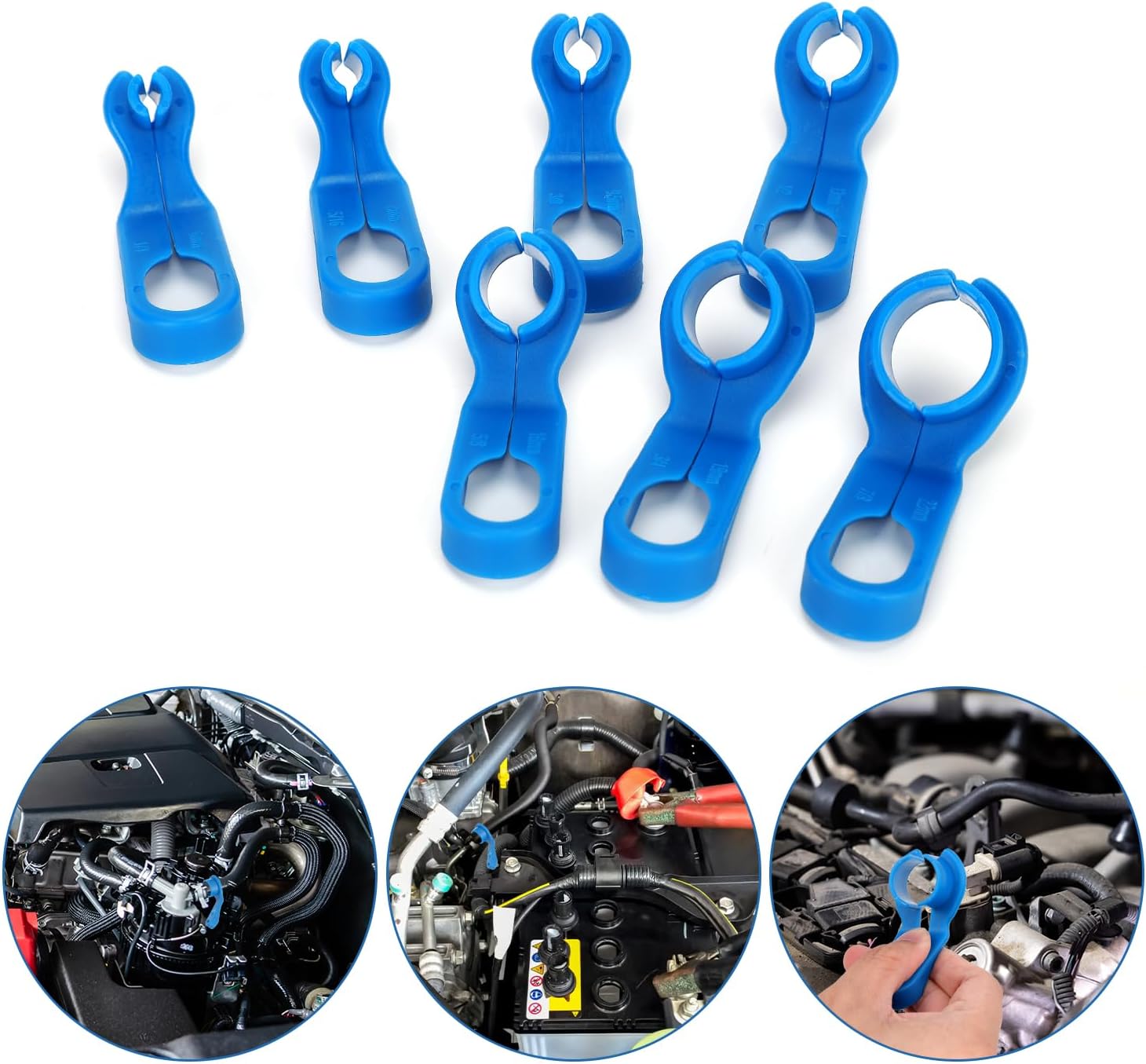 7pcs Fuel Line Disconnect Tool Set, 1/4 5/16 3/8 1/2 5/8 3/4 7/8 Inch Vehicles AC Line Disconnect Air Conditioning Pipe Tool Fuel Filter Removal Tools Compatible with Ford/GM/Chrysler/Mazda