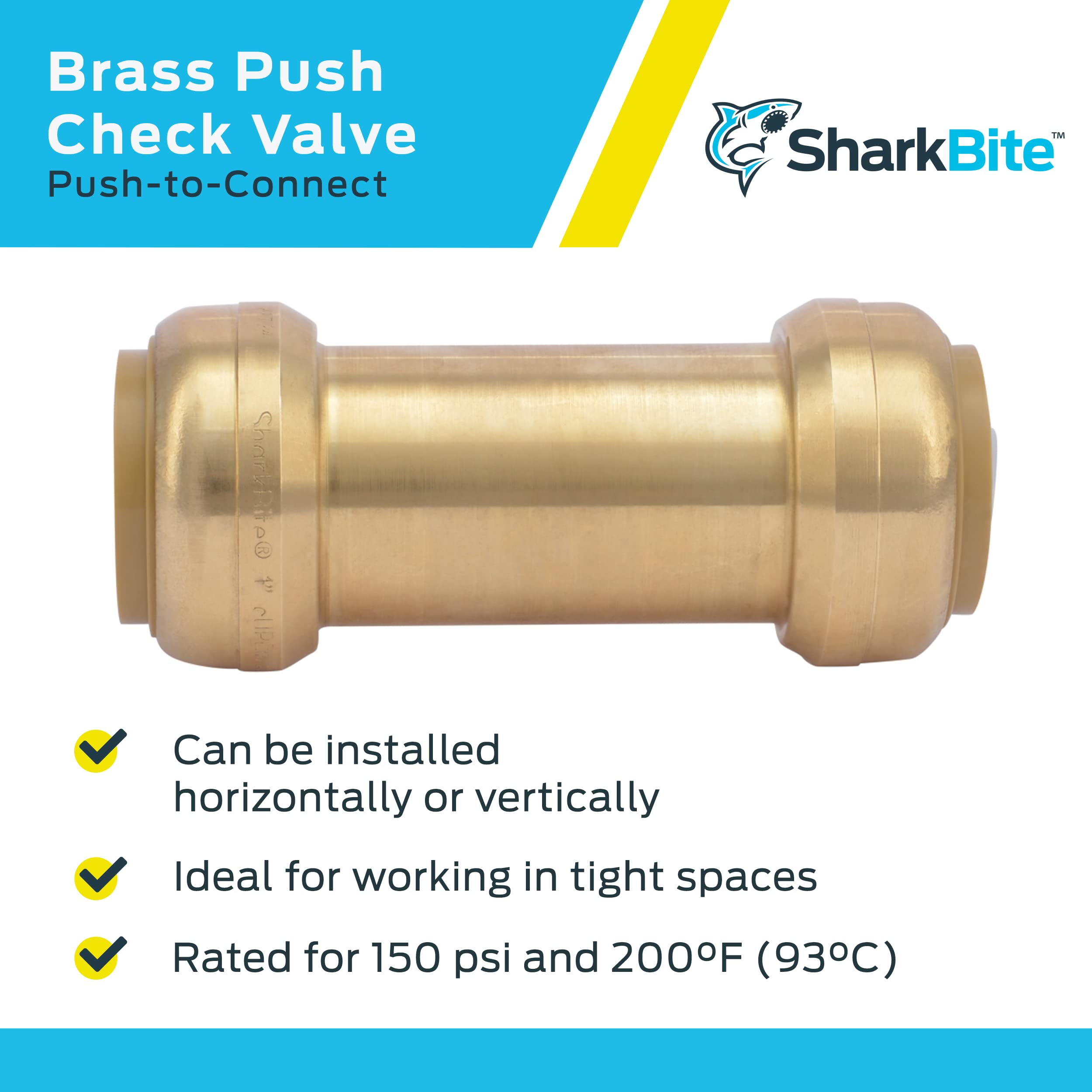 SharkBite U2020-0000LFA Brass Push Check Valve, 1 in, Silver - Image 3