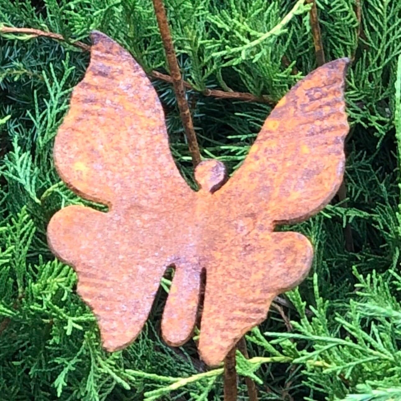 Rusty Butterflies Set of 8, 8 Rusty Butterflies Garden Stakes, Metal Garden Decor, Yard Art