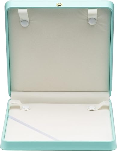 Miniatura 2 de COWFEX Cadena larga de perlas PU collar caja de regalo vitrina soporte de almacenamiento (azul)